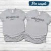 Duo de t-shirts floqués pour les amoureux au termes de boyfriend fiancé et girlfriend fiancée