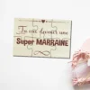 Puzzle en bois personnalisé qui annonce "Tu vas devenir une Super marraine"