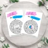Carte à gratter Labyrinthe pour dévoiler le sexe de bébé garçon ou fille