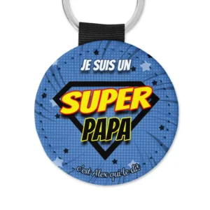 Porte-clés Super Papa En Métal - Cadeau Fête Des Pères Ou Anniversaire - Fabriqué En France