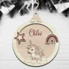 Boule de Noël Licorne personnalisée au prénom de l'enfant