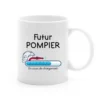 Mug futur pompier avec une barre de chargement sur le thème pompier et le texte "en cours de chargement"