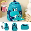 Sac à dos dinosaure personnalisé au prénom de l'écolier, sac adapté pour l'école maternelle.