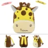 Sac à dos girafe pour écolier de maternelle, personnalisable au prénom de l'enfant.