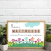 Cadre merci maîtresse personnalisé au prénom de l'enfant et qui stipile : Merci maîtresse de me tenir la main et de guider mes petits pas.