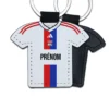 Porte-clés en forme de tshirt sur le théme du football et de l'équipe de l'olympique lyonnais personnalisable au prénom du supporter.