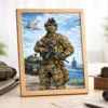 Cadre militaire décoratif avec motif d'un soldat français dans un style cartoon