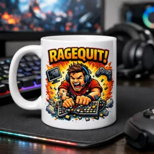 Mug Ragequit, Tasse humouristique pour gamer