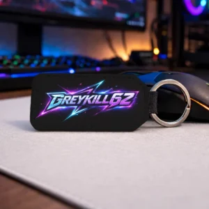 Porte clé gamer personnalisé avec pseudo sur simili cuir