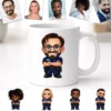 Tasse police municipale personnalisée avec photo représentant un avatar illustré en uniforme