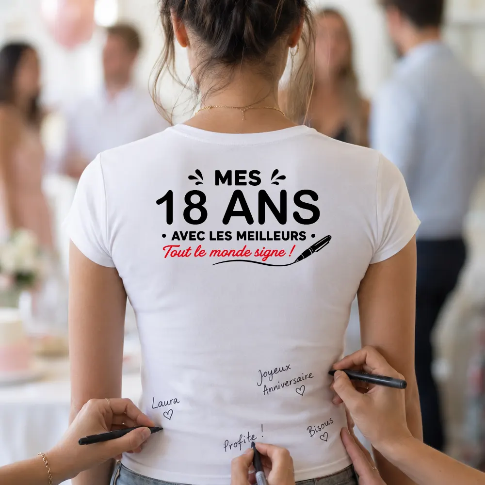 T-shirt anniversaire personnalisé à signer avec âge personnalisé pour femme ou homme