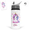 Gourde licorne personnalisée avec le prénom Célia et une licorne colorée entourée de cœurs et d’étoiles