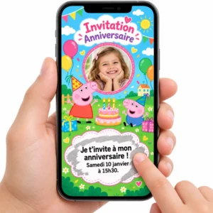 Carte digitale pour faire son invitation d'anniversaire sur le thème Peppa pig