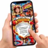 invitation anniversaire pompier numerique a gratter et personnalisée