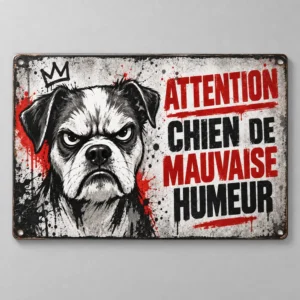 panneau attention chien de mauvaise humeur