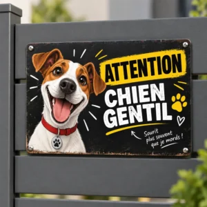 panneau attention chien gentil