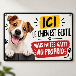 panneau chien gentil mais faites gaffe au proprio