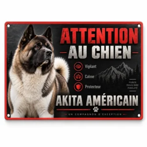 plaque attention au chien modèle Akita Américain