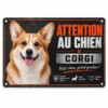 plaque attention au chien modèle Corgi