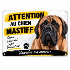 plaque attention au chien modèle mastiff