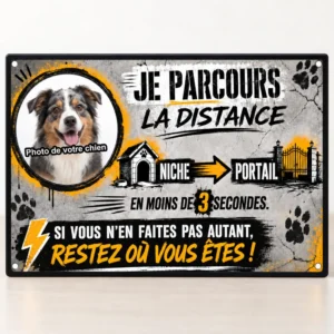 Plaque attention au chien originale personnalisée avec photo du chien