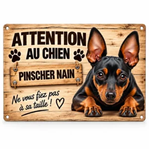 plaque attention au chien modèle pinscher nain