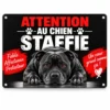 plaque attention au chien modèle staffie