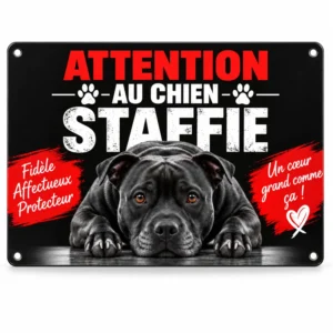 plaque attention au chien modèle staffie